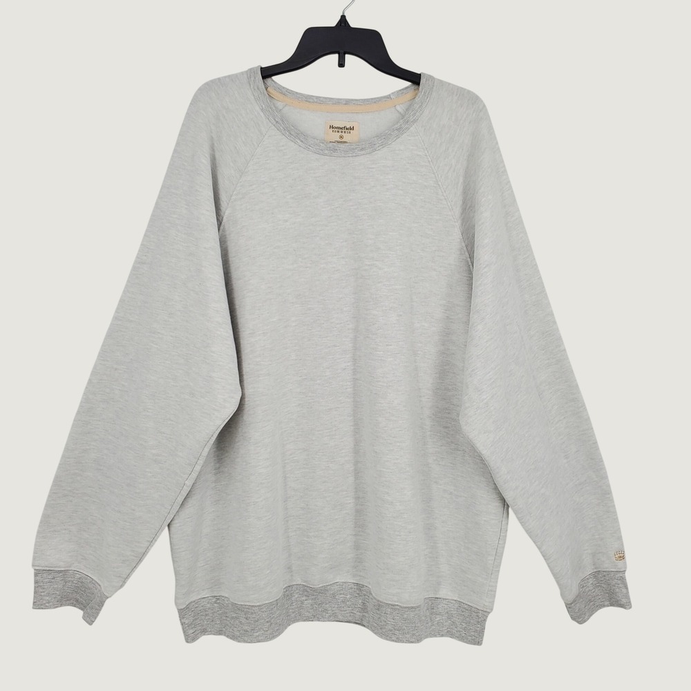 Homefield Core Crew Neck Fleece Sweatshirt Mens 3XL Light Gray Raglan Pullover